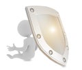 Protection shield human character cartioon safety security - 3d rendering