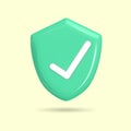 3d protection shield icon with checkmark