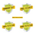 Protection shield with ribbon. Security label icon. Vector badge templates set