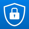 Protection shield with security lock for safety vector icon symbol Royalty Free Stock Photo