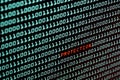 Protection text and binary code concept from the desktop screen, selective focus Royalty Free Stock Photo