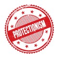 PROTECTIONISM text written on red grungy round stamp