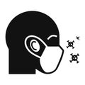 Protective air face mask icon, simple style