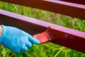 Protective coating of steel closed profiles with primer iron oxide red Royalty Free Stock Photo