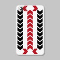 Protective cover for mobile phone with technological pattern - red and black pointers, direction of movement, arrows on white