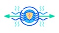 Protective Energy Shield with Arrows and Waves Vector Icon, vector design Generative AI Royalty Free Stock Photo