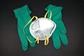 N95 and sterile medical  surgical gloves Royalty Free Stock Photo