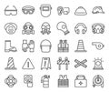 Protective equipment and firefighter outline vector icon