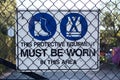 Construction site warning sign protective equipment Royalty Free Stock Photo