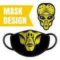 Fabric face mask vector design with alien print Royalty Free Stock Photo
