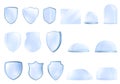 Protective glass icons set, cartoon style