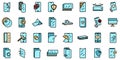 Protective glass icons set vector flat