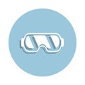 Protective goggles icon in badge style. One of New year collection icon can be used for UI, UX