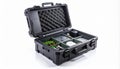 Protective Hard Case with Organized Tech Gear Royalty Free Stock Photo