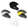 Protective helmet for cyclists. Protection for the head athletes.Cyclist outfit single icon in cartoon,black style