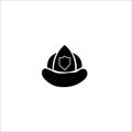 Protective helmet for firefighters. black vector solid icons