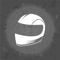 Protective helmet for motorcycles and pilots icon on gray vintage background .