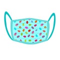 Protective mask with easter eggs for happy easter. Vector flat illustration. Element for holiday on quarantine. Design