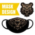 Protective mask vector design with bear print Royalty Free Stock Photo