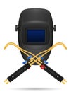 Protective mask for welders and equipment for gas welding vector illustration