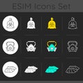 Protective medical equipment dark theme icons set Royalty Free Stock Photo