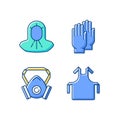 Protective medical equipment RGB color icons set Royalty Free Stock Photo