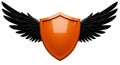 Orange Shield with Black Wings Royalty Free Stock Photo