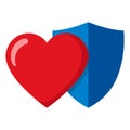 Protective Red Heart With Blue Shield Protection Symbol Royalty Free Stock Photo