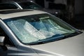 Protective reflective surface under windshield of passenger car parked on hot day. Summertime Royalty Free Stock Photo
