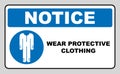 Protective safety clothing must be worn, safety overalls mandatory sign