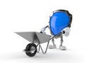 Protective shield character carrying wheelbarrow