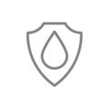 Protective shield with drop line icon. Safe water, protected water, filtered Royalty Free Stock Photo