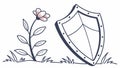 Protective Shield with Growing Plant Vector Illustration, vector design Generative AI Royalty Free Stock Photo
