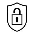 Protective shield with unlocked lock icon