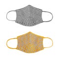 Protective silver gold diamond face mask, face mask made out of silver and gold diamond isolated on white background