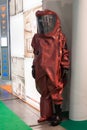 Protective suit at Chem-Med, the Mediterranean chemical event in Milan, Italy