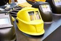 Protective workwear helmets for welding Royalty Free Stock Photo