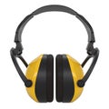 Protective yellow earphones muffs isolated on a white with clipping path.