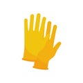 Protective yellow gloves. Precaution icon.