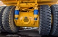 The protector of a large rubber wheel. Huge rubber tire career dump trucks, mining trucks from the tipper. Royalty Free Stock Photo