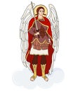 protector and warrior Archangel Michael in armor with sword. Vector illustration. hand drawing icon of Saint Michael Royalty Free Stock Photo