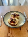 Protein Breakfast with Toast Bread Slice, Banana, Walnut and Red Pepper Jam or Marmalade Royalty Free Stock Photo