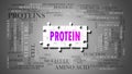 Protein - a complex subject, related to many concepts. Pictured as a puzzle and a word cloud made of most important ideas and