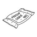 Protein coockie. Hand drawn doodle style. Vector illustration isolated on white. Coloring page.