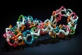 protein with intricate structure, made up of chains of amino acids