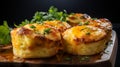 A protein-packed egg muffin, fluffy and light, filled with ingredients like ham, cheese, and veggies