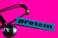 Protein on the paper with medicare Concept