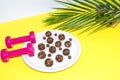 Protein peanut butter energy bites or energy balls. Homemade chocolate truffles.
