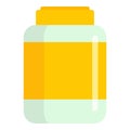 Protein plastic jar icon, flat style