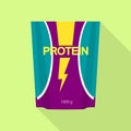 Protein plastic pack icon, flat style